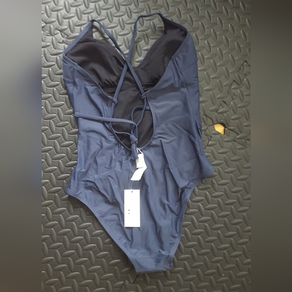 Cupshe Navy super bloom blue lace up one piece - Picture 2 of 4